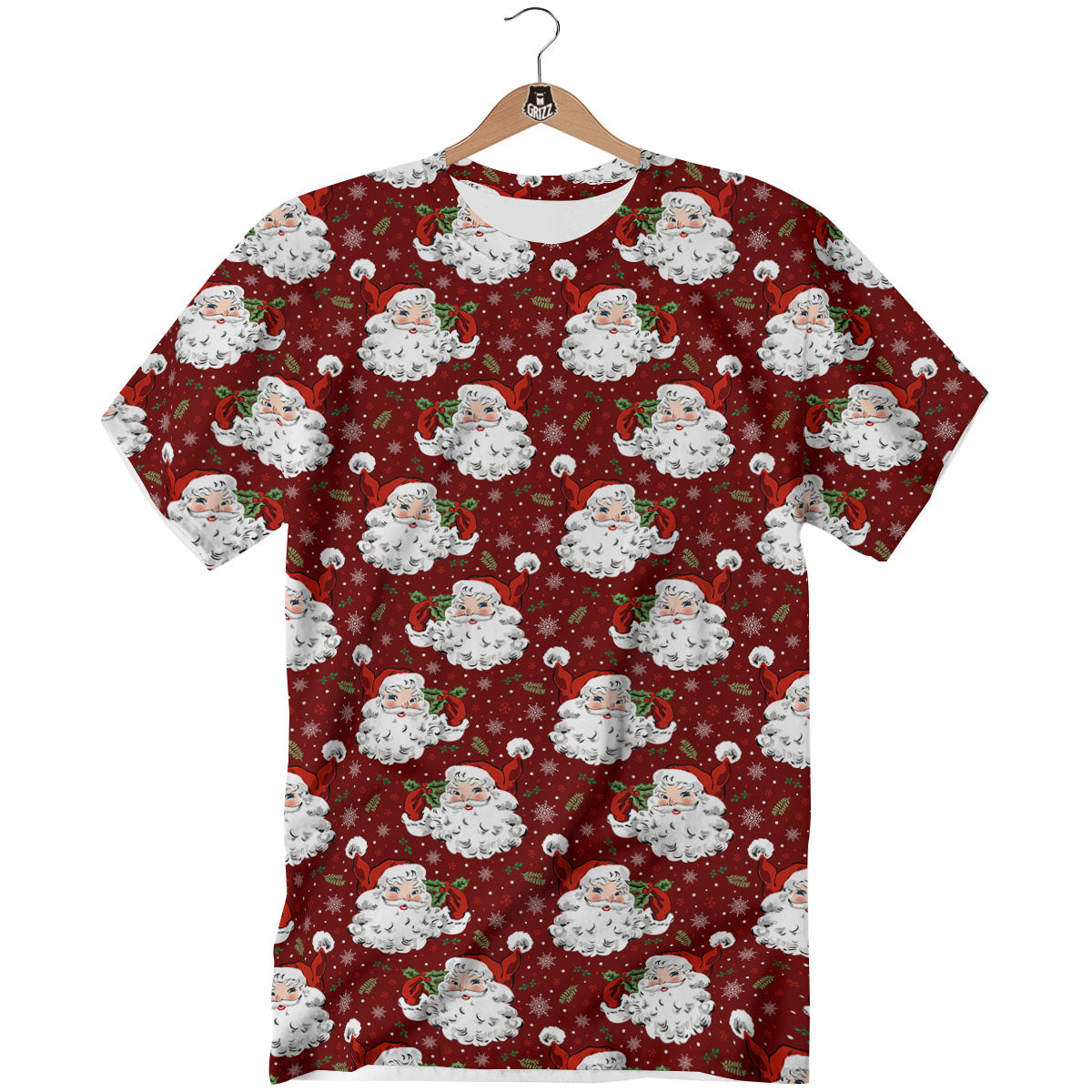 Santa Claus Xmas Print Pattern T-Shirt-grizzshop