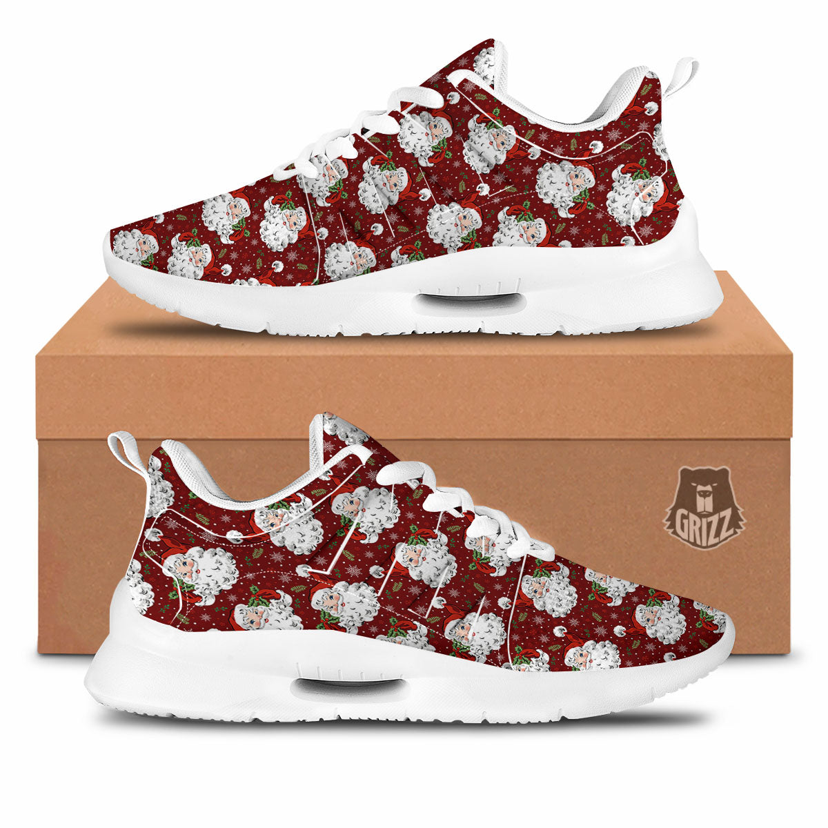 Santa Claus Xmas Print Pattern Tennis Shoes-grizzshop