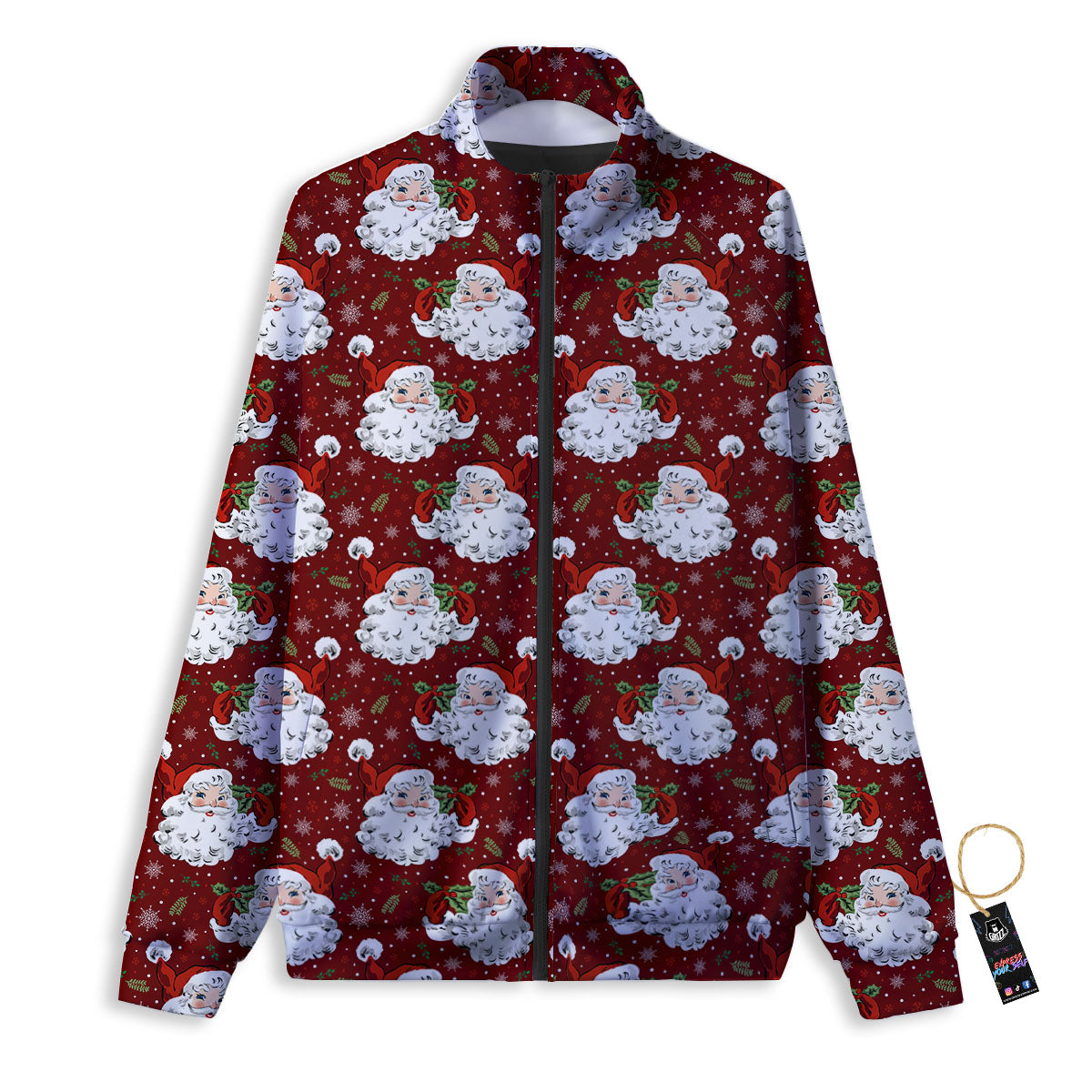 Santa Claus Xmas Print Pattern Track Jacket-grizzshop