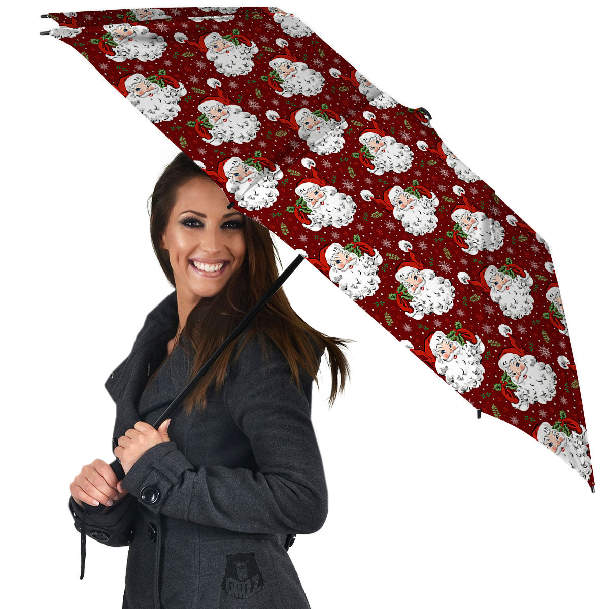 Santa Claus Xmas Print Pattern Umbrella-grizzshop