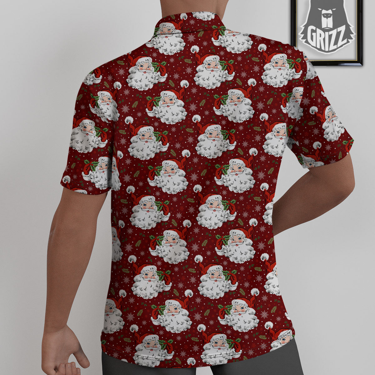 Santa Claus Xmas Print Pattern Untucked Shirts-grizzshop