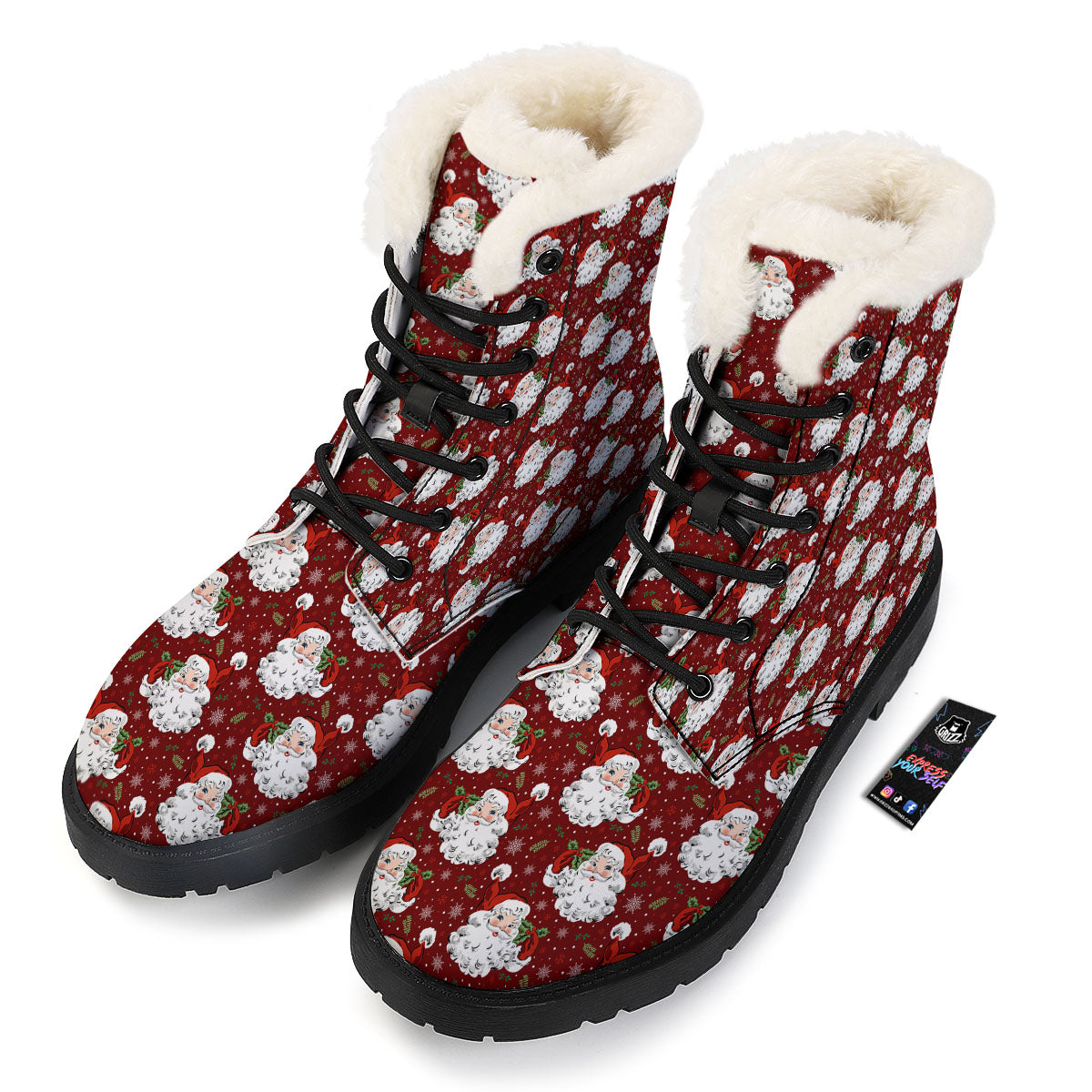 Santa Claus Xmas Print Pattern Winter Boots-grizzshop