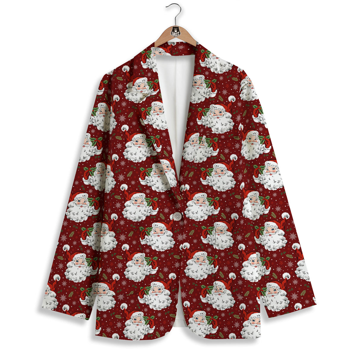Santa Claus Xmas Print Pattern Women's Blazer-grizzshop