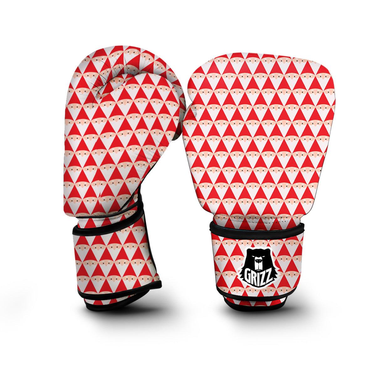 Santa Face Argyle Print Pattern Boxing Gloves-grizzshop