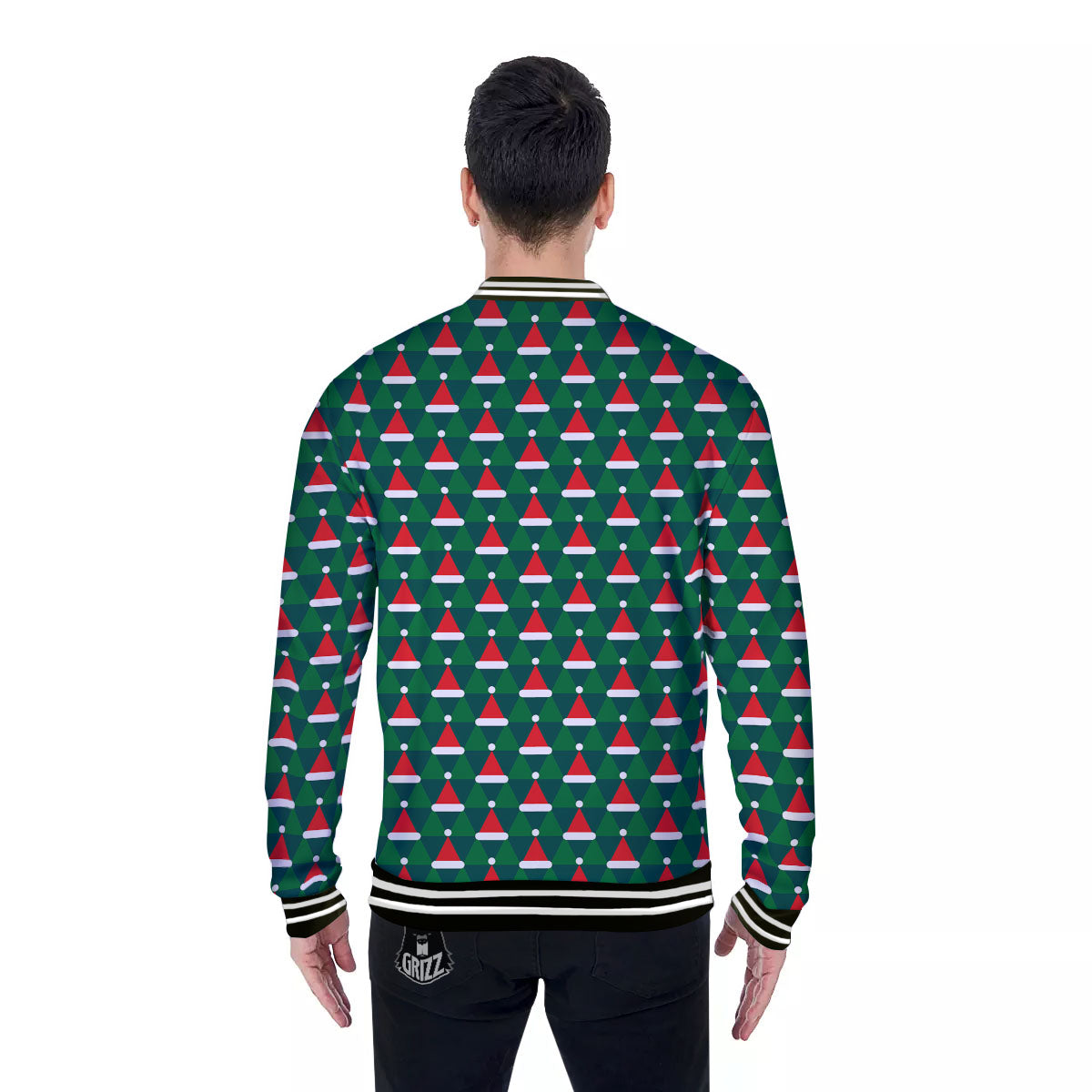 Santa Hats Christmas Print Pattern Baseball Jacket-grizzshop