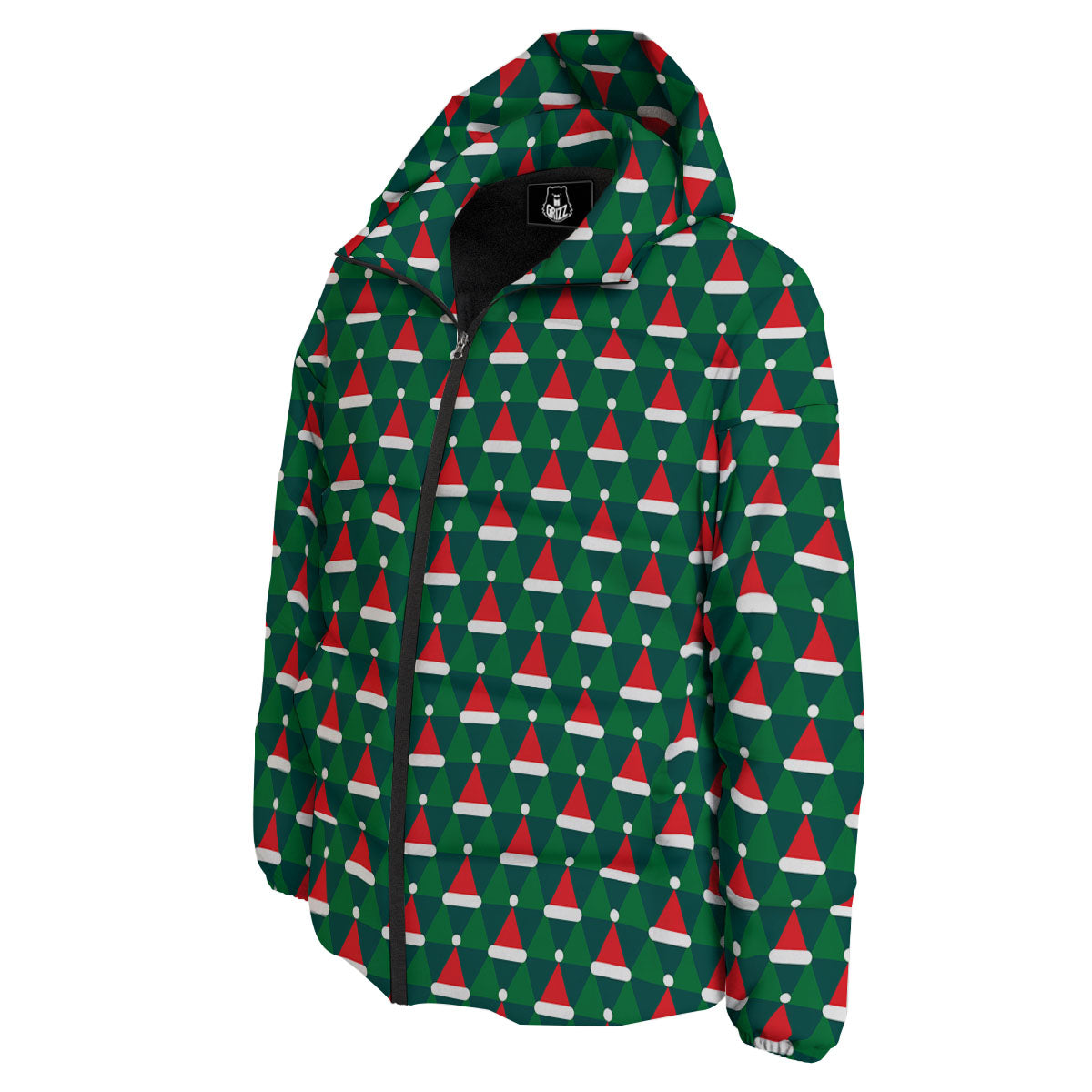 Santa Hats Christmas Print Pattern Down Jacket-grizzshop