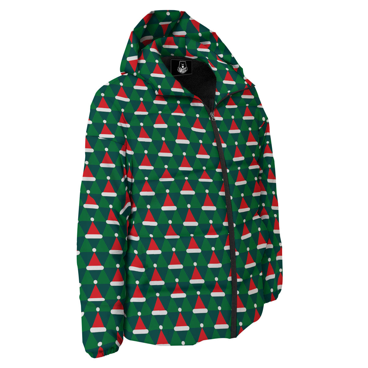 Santa Hats Christmas Print Pattern Down Jacket-grizzshop