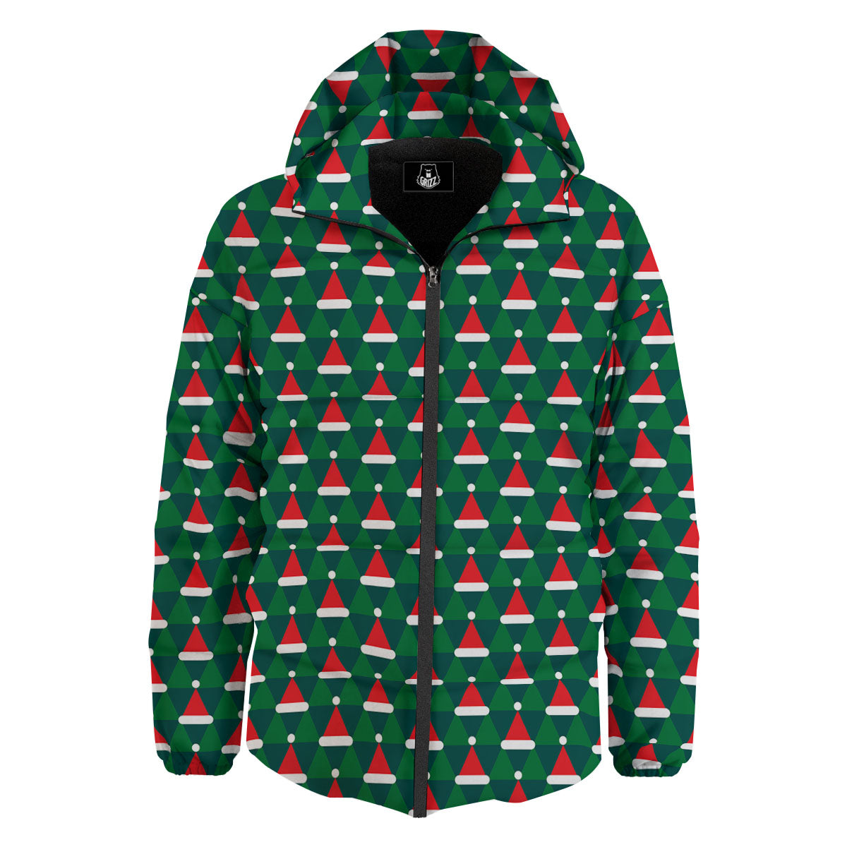 Santa Hats Christmas Print Pattern Down Jacket-grizzshop