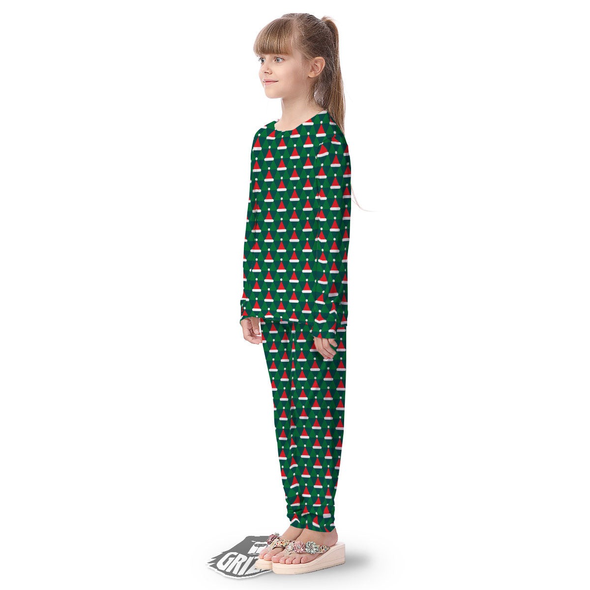 Santa Hats Christmas Print Pattern Kid's Pajamas-grizzshop