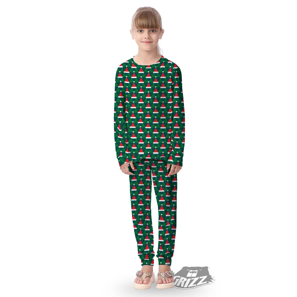 Santa Hats Christmas Print Pattern Kid's Pajamas-grizzshop