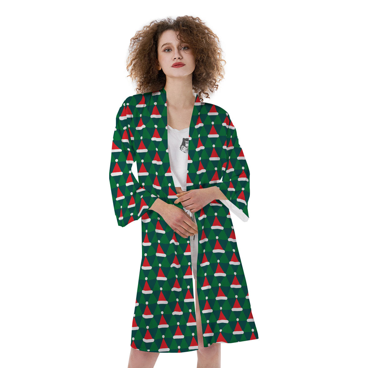 Santa Hats Christmas Print Pattern Kimono-grizzshop