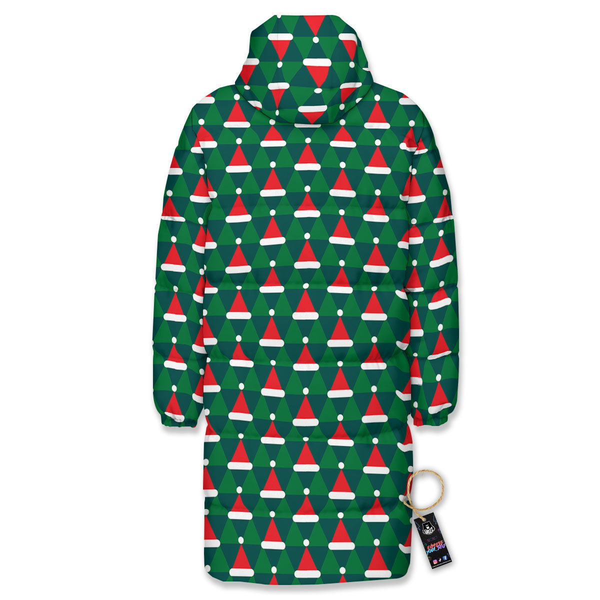 Santa Hats Christmas Print Pattern Long Down Jacket-grizzshop