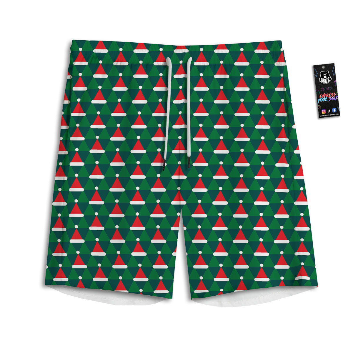 Santa Hats Christmas Print Pattern Men's Athletic Shorts