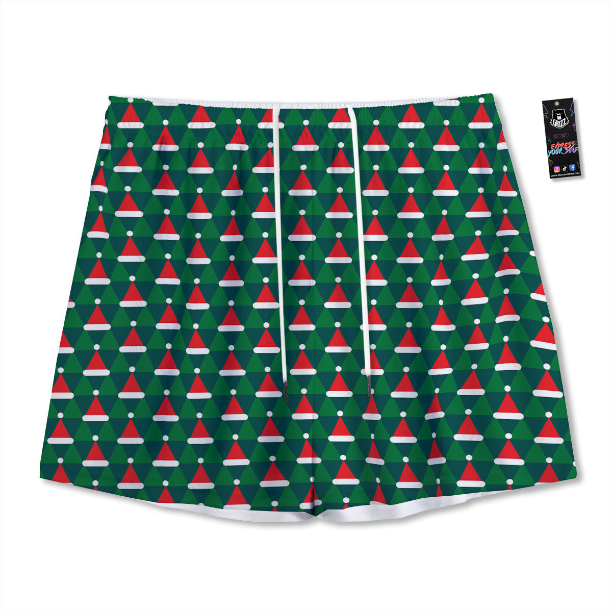 Pyramid Geometric Print Mesh Shorts