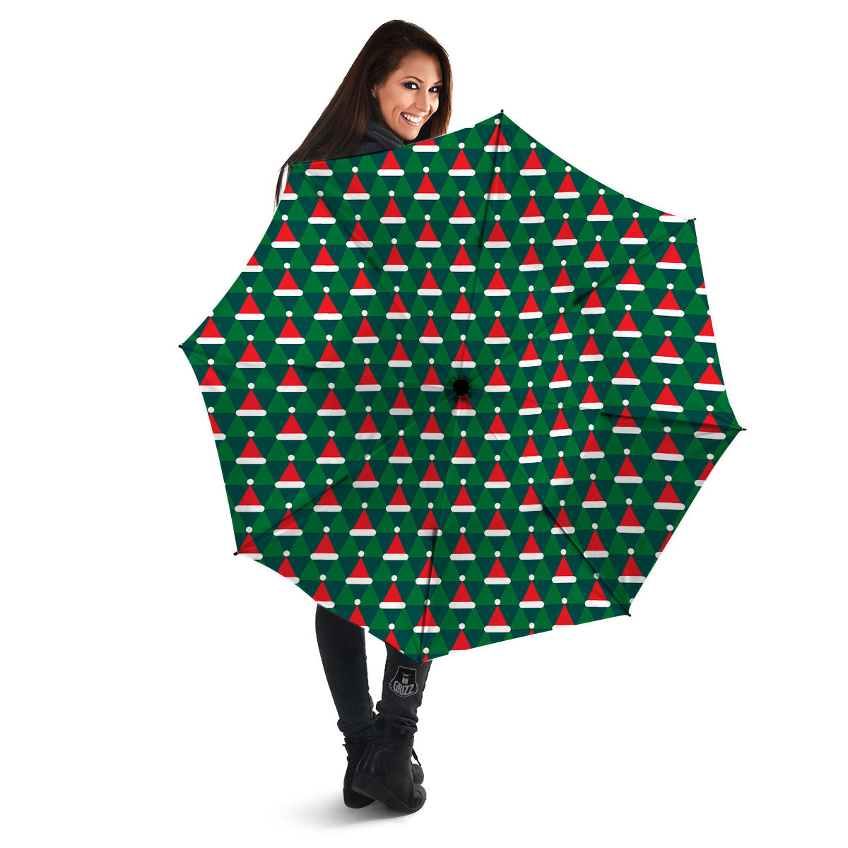 Santa Hats Christmas Print Pattern Umbrella-grizzshop