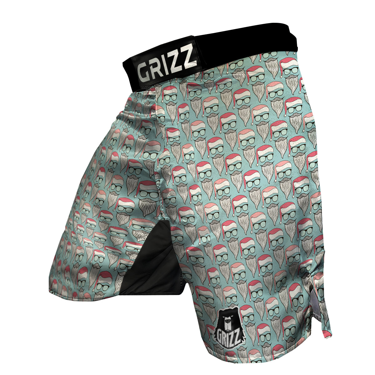 Santa Mustache Chirstmas Print Pattern MMA Shorts-grizzshop