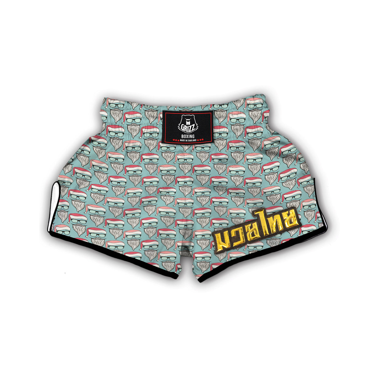 Santa Mustache Chirstmas Print Pattern Muay Thai Boxing Shorts-grizzshop