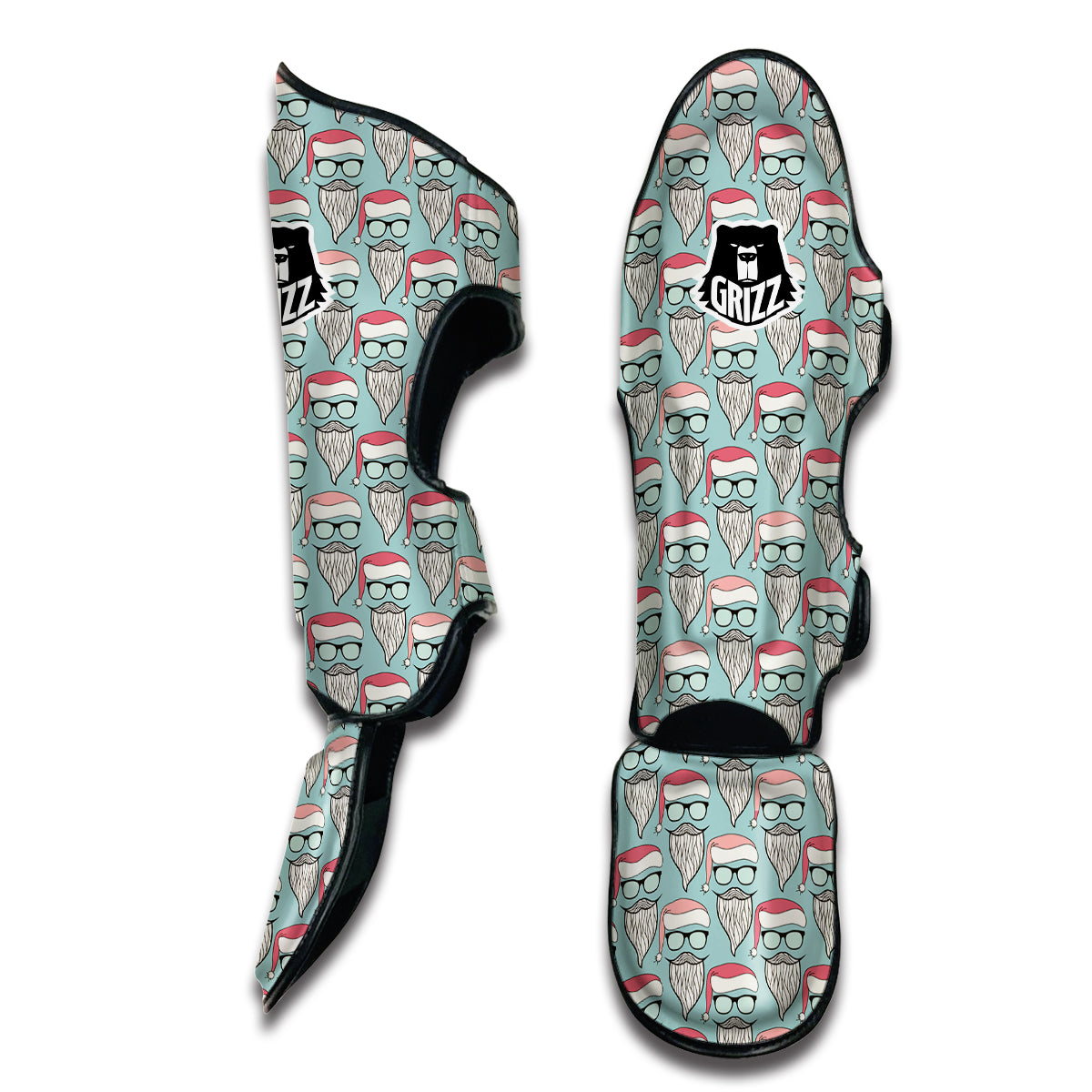 Santa Mustache Chirstmas Print Pattern Muay Thai Shin Guards-grizzshop