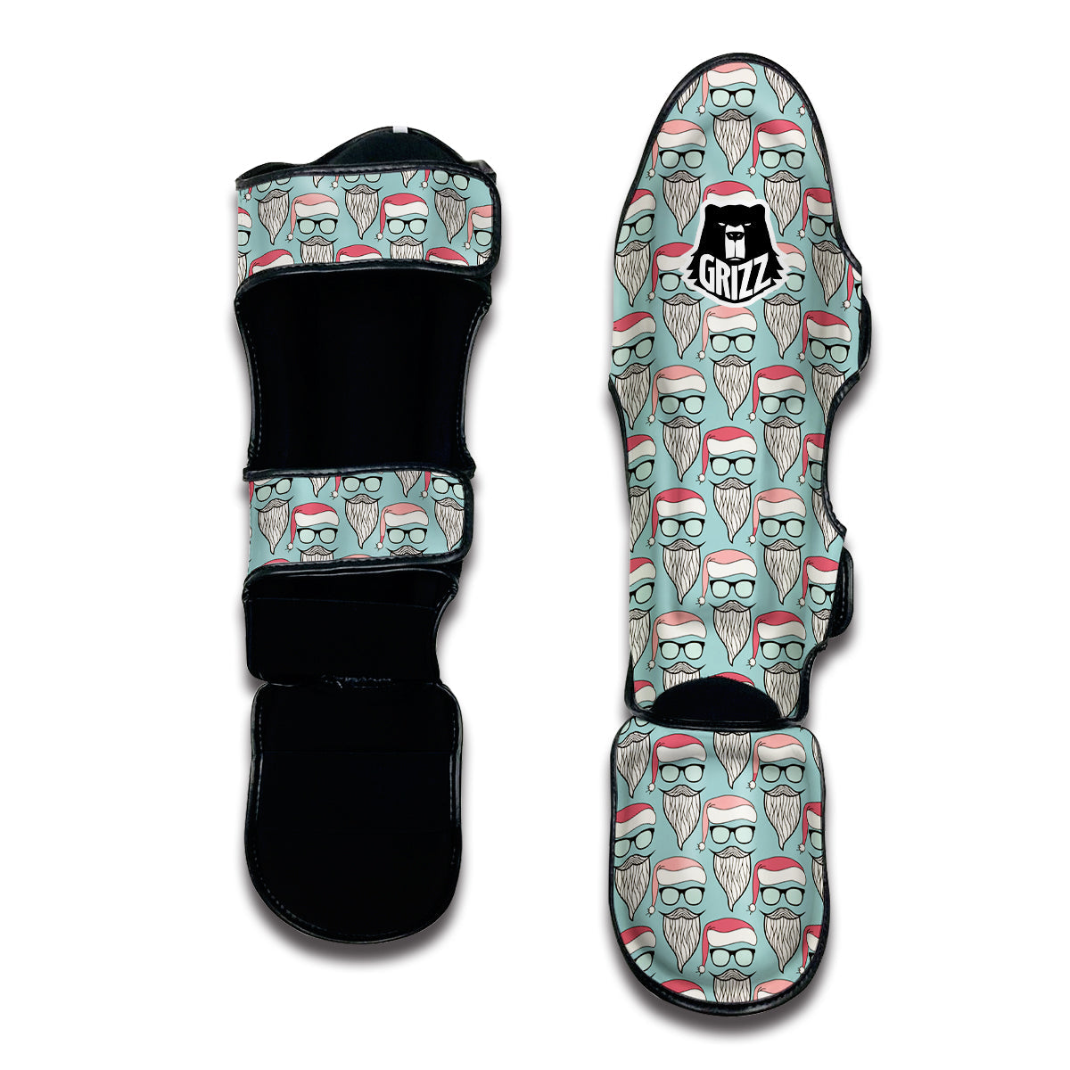 Santa Mustache Chirstmas Print Pattern Muay Thai Shin Guards-grizzshop