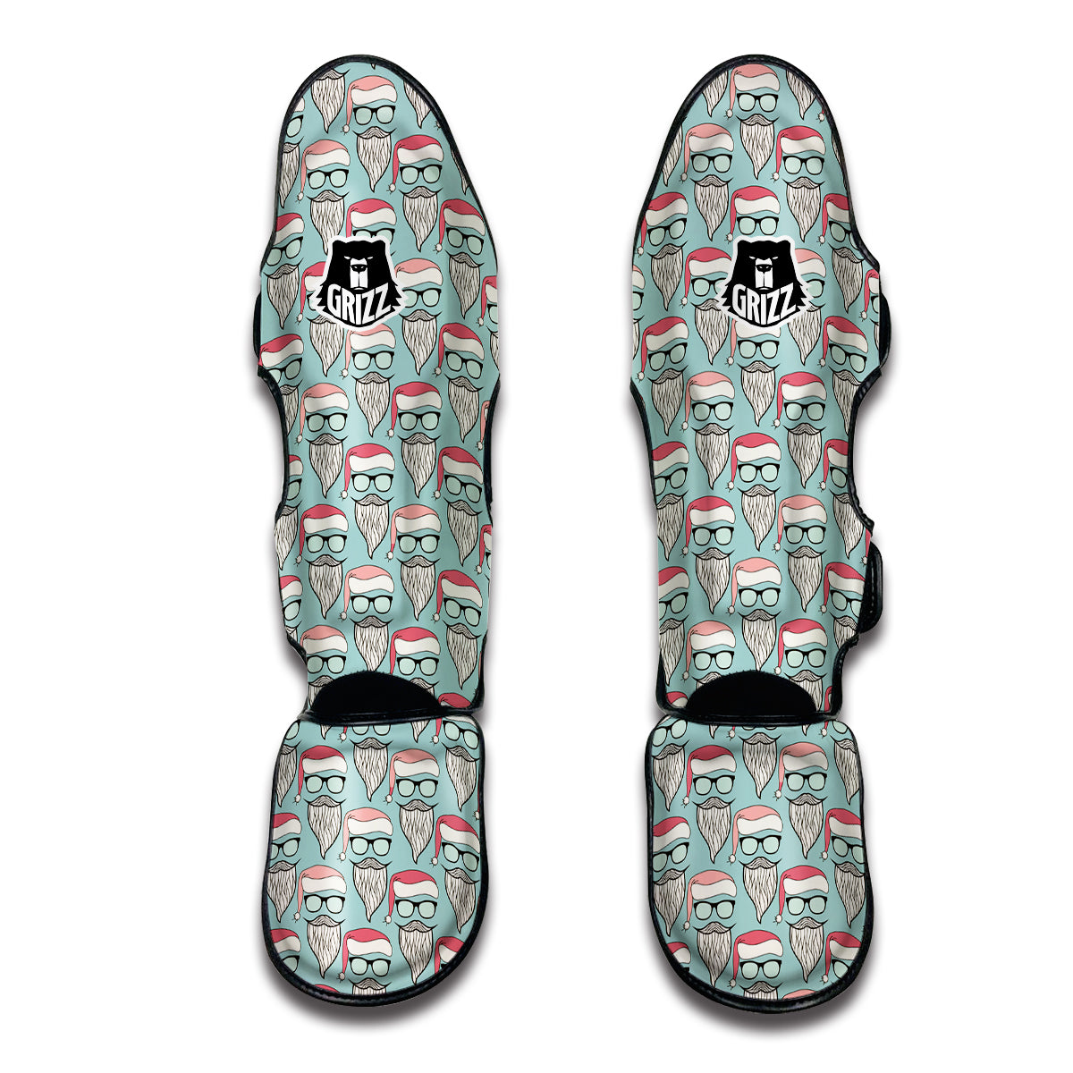 Santa Mustache Chirstmas Print Pattern Muay Thai Shin Guards-grizzshop