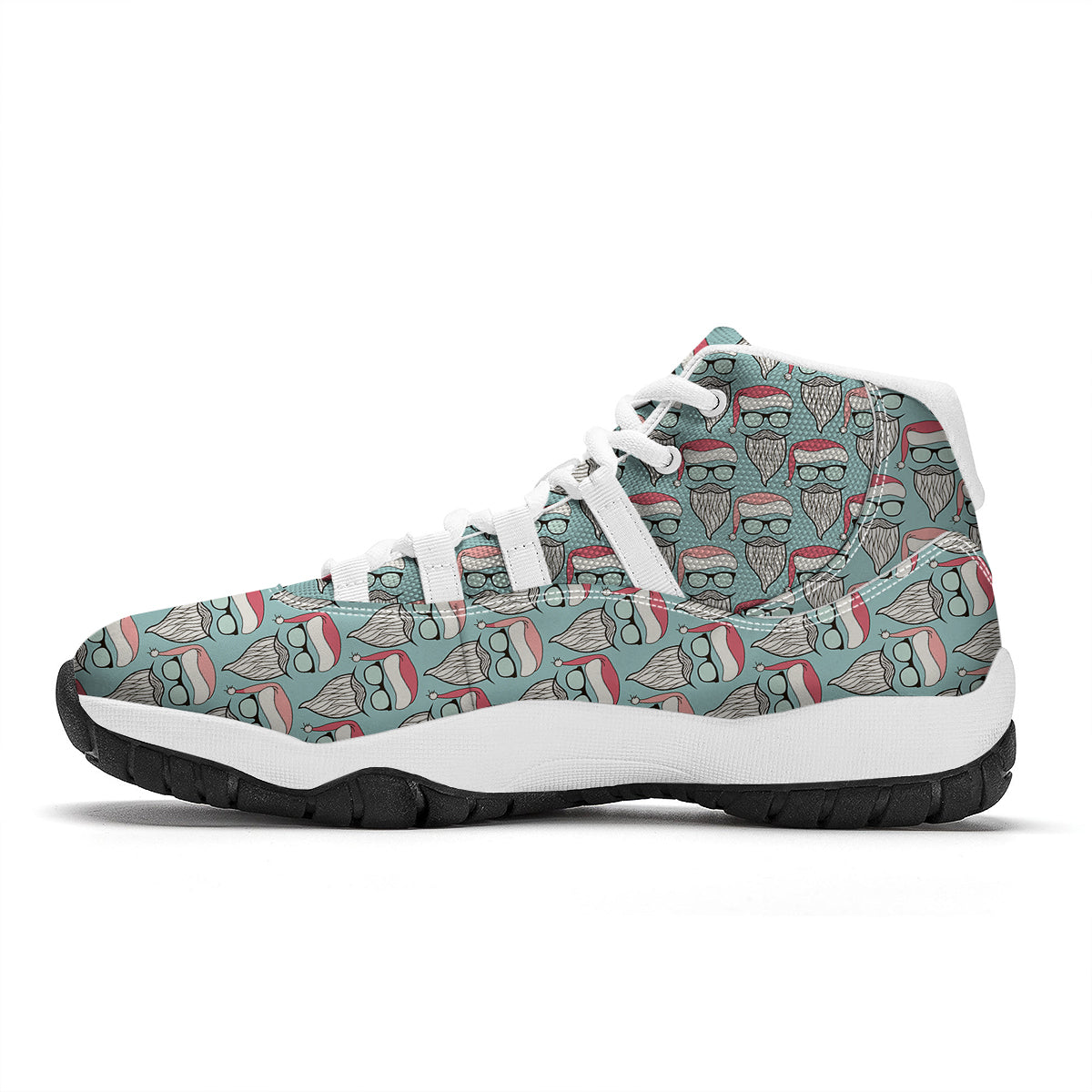 Santa Mustache Chirstmas Print Pattern White Bball Shoes-grizzshop