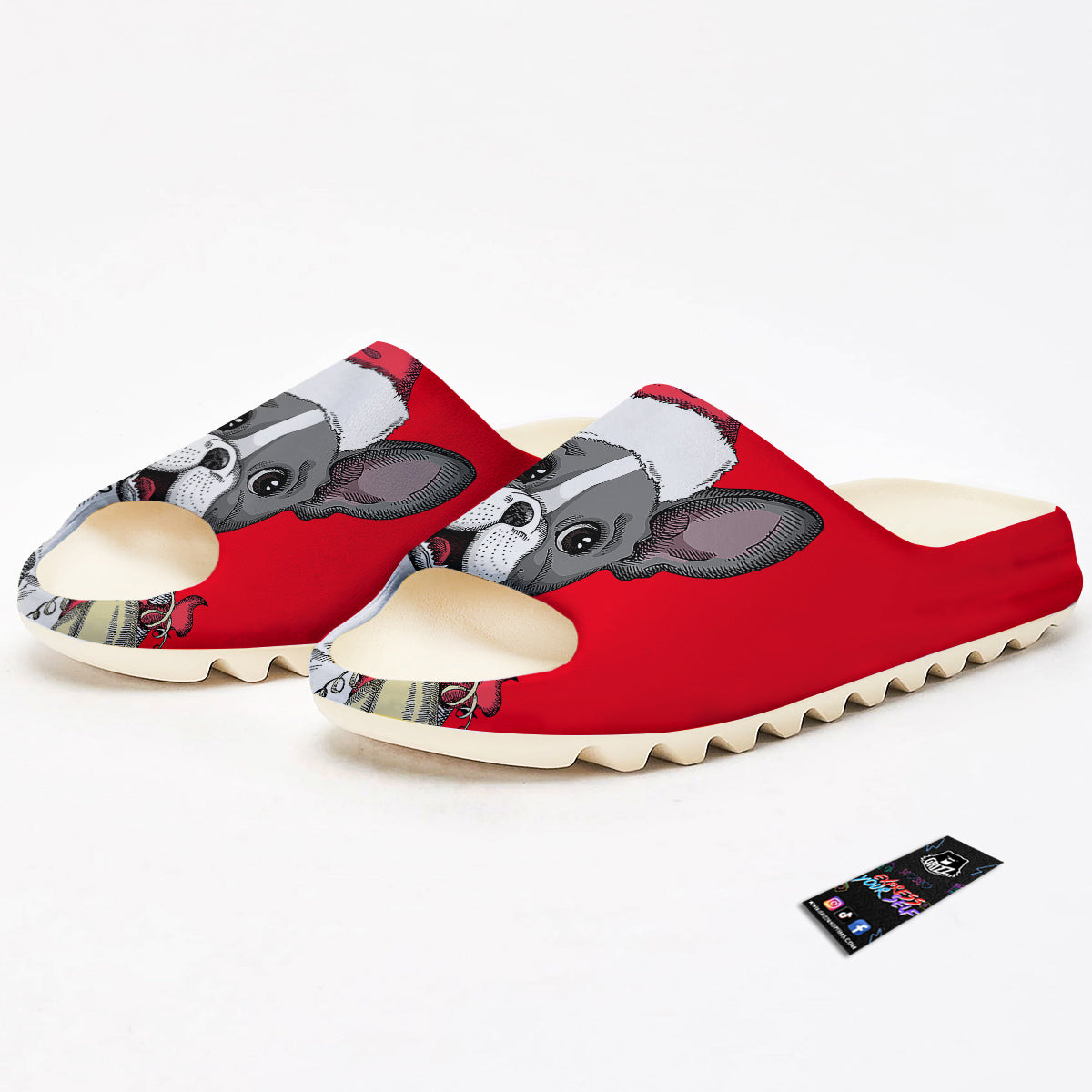 Santa Christmas French Bulldog Print Sandals-grizzshop