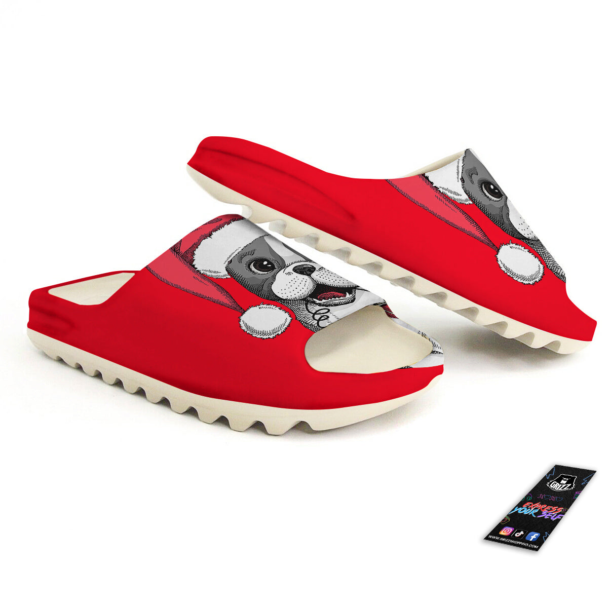 Santa Christmas French Bulldog Print Sandals-grizzshop