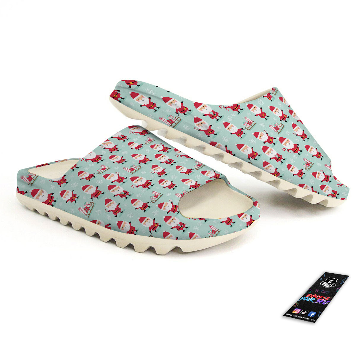 Santa Claus Cartoon Print Pattern Sandals-grizzshop