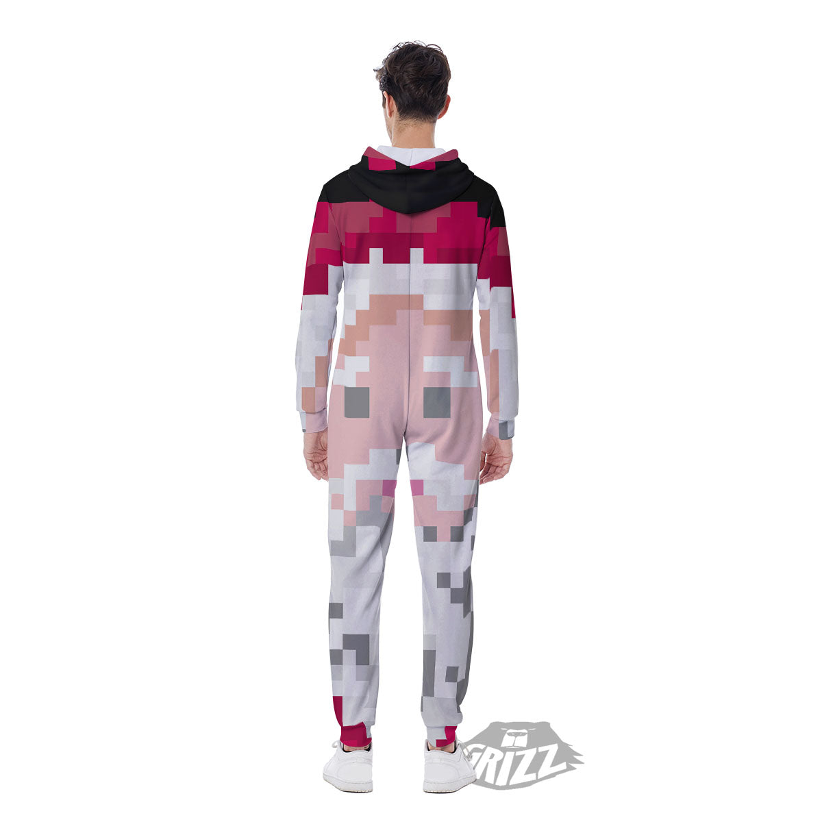 Santa Claus Christmas Pixel Print Men's Jumpsuit-grizzshop