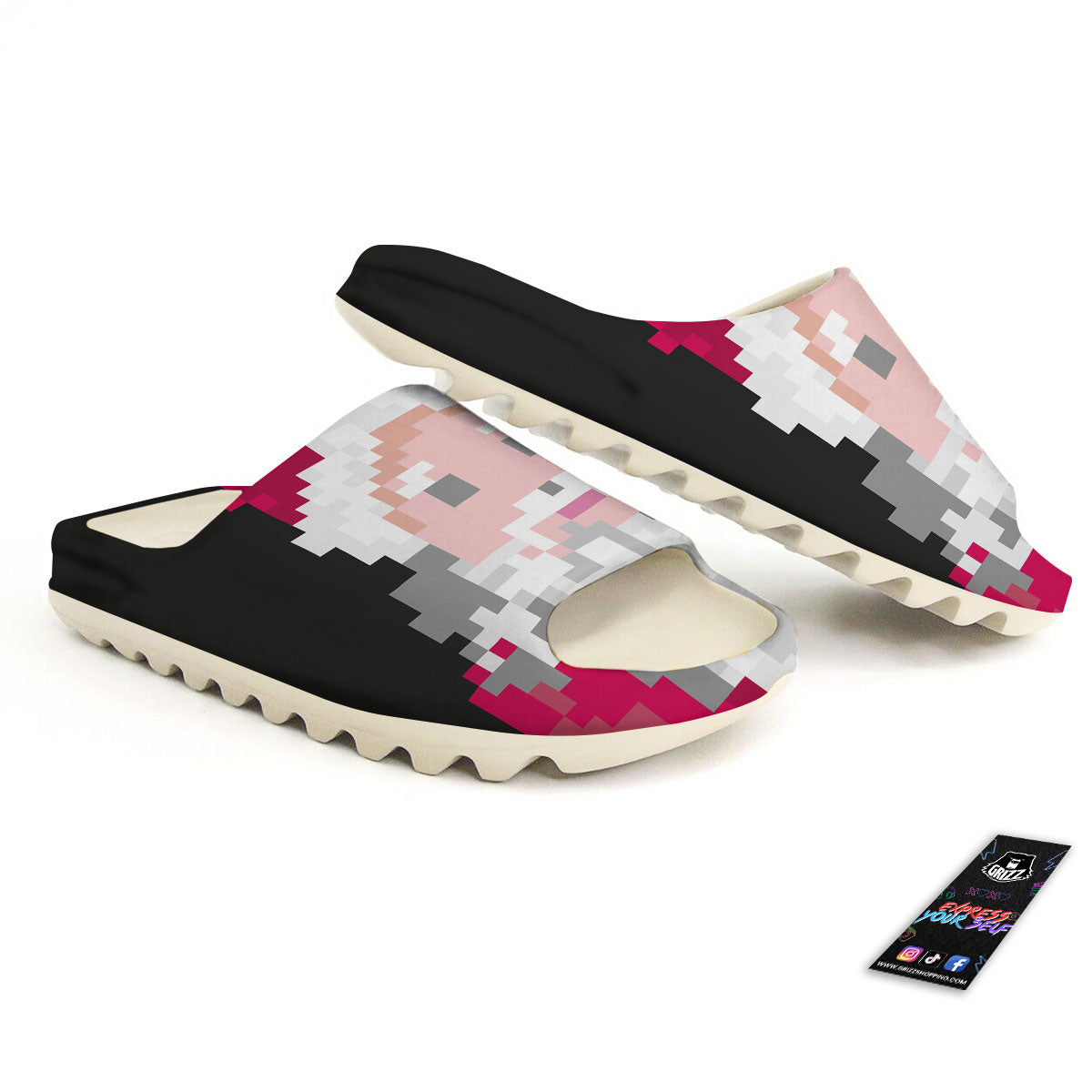 Santa Claus Christmas Pixel Print Sandals-grizzshop