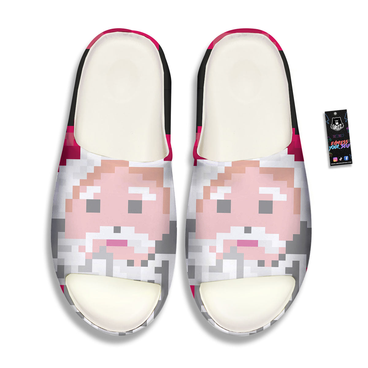 Santa Claus Christmas Pixel Print Sandals-grizzshop