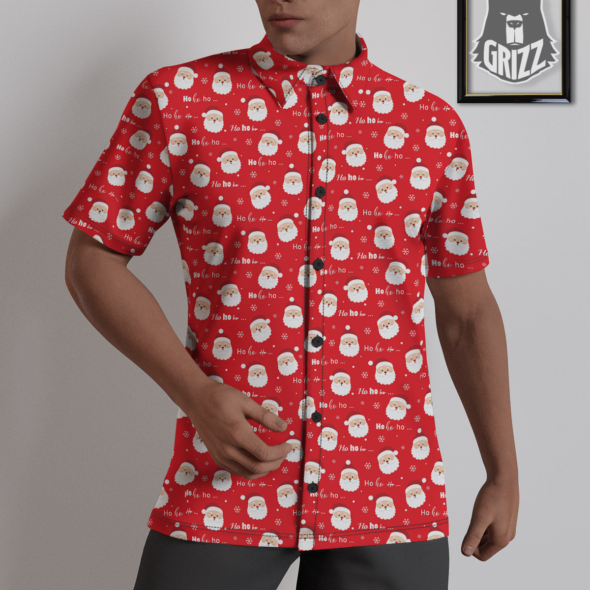 Santa Claus Christmas Print Pattern Untucked Shirts-grizzshop