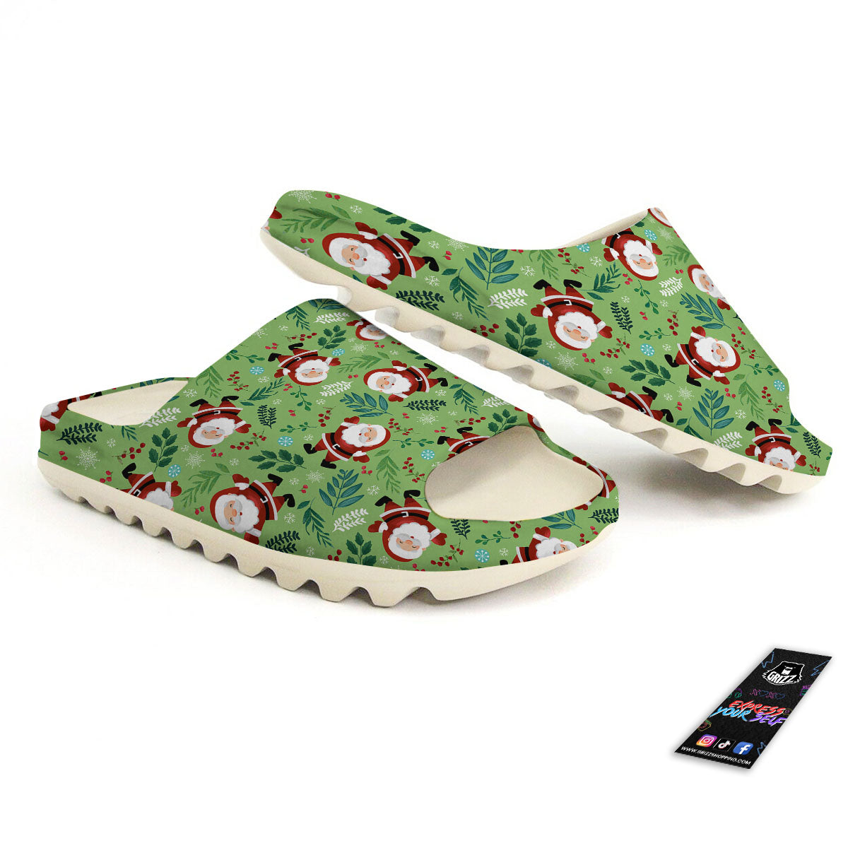 Santa Claus Happy Print Pattern Sandals-grizzshop