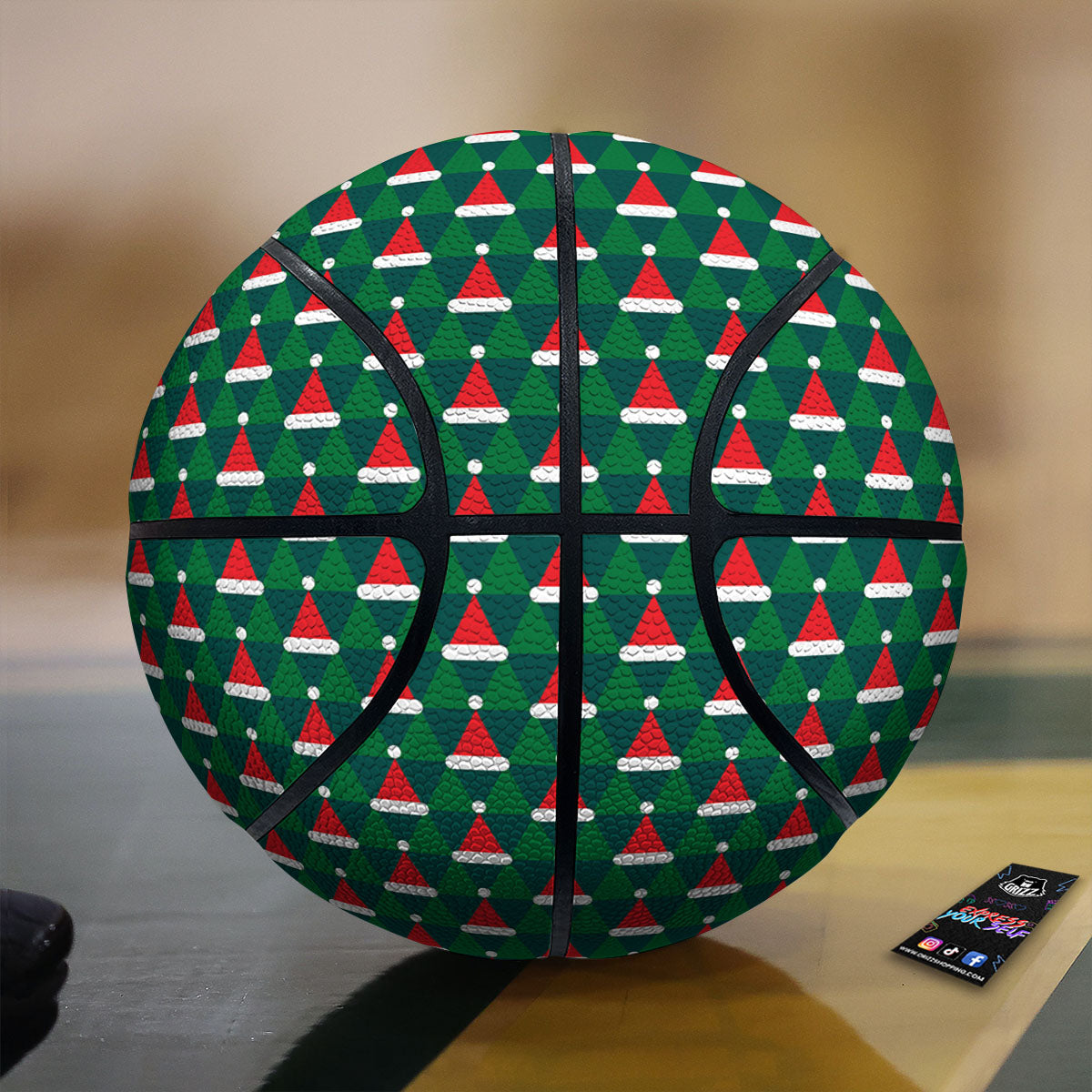 Santa Hats Christmas Print Pattern Basketball