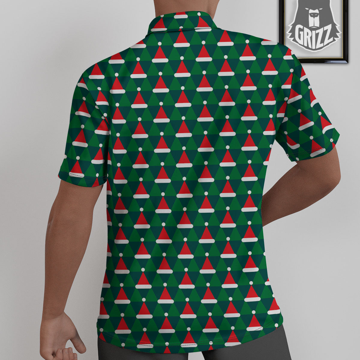 Santa Hats Christmas Print Pattern Untucked Shirts-grizzshop