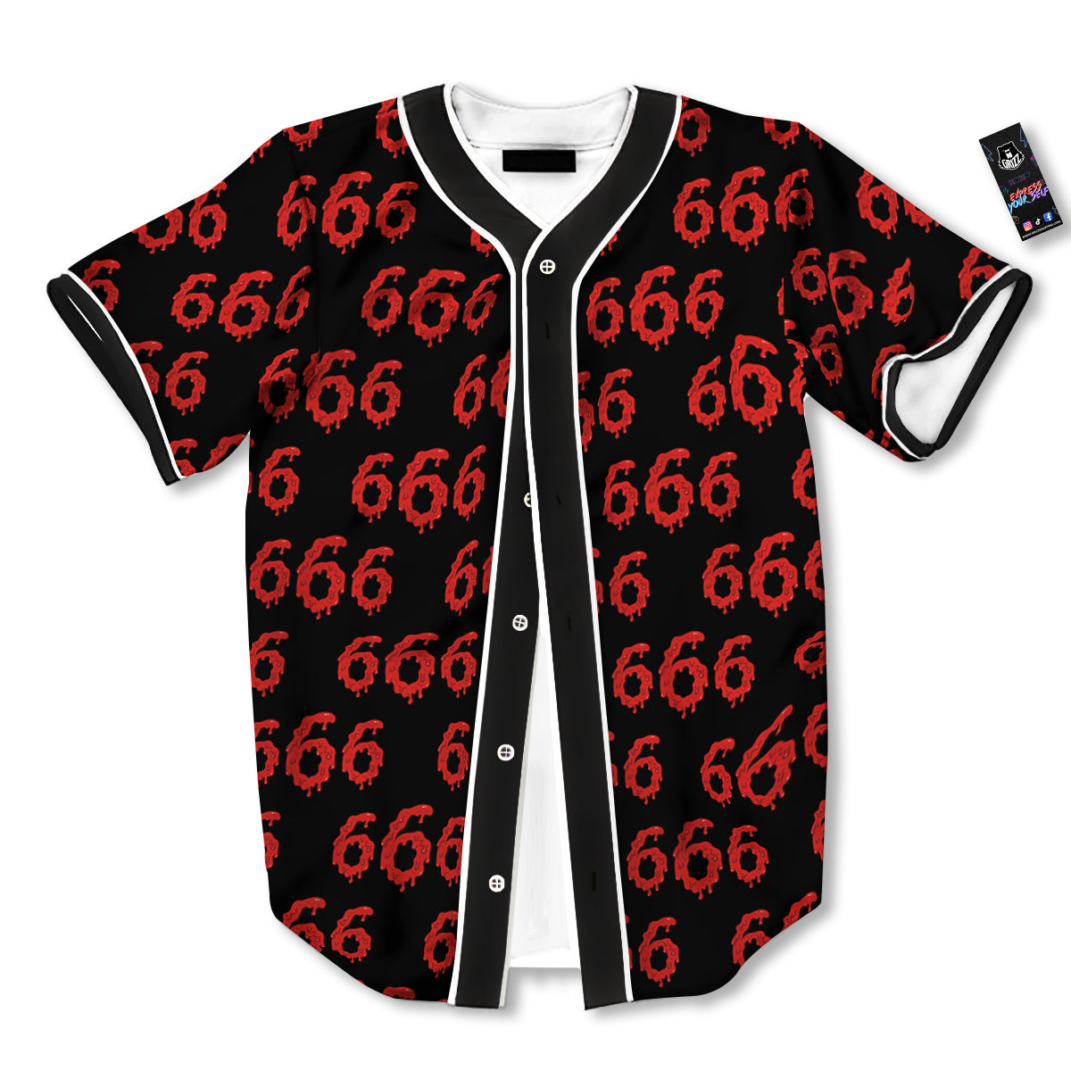 Satan 666 Print Pattern Baseball Jersey-grizzshop