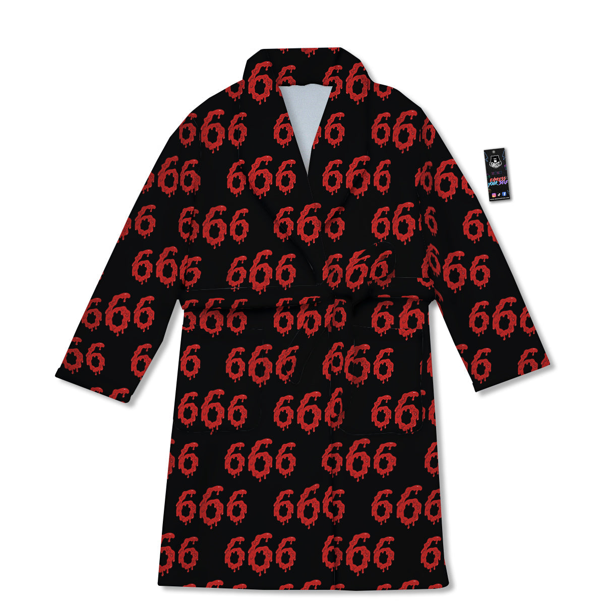 Satan 666 Print Pattern Bathrobe-grizzshop