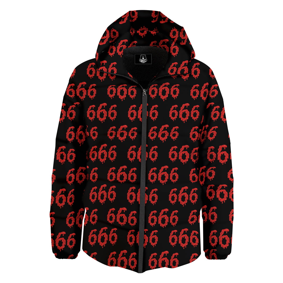 Satan 666 Print Pattern Down Jacket-grizzshop