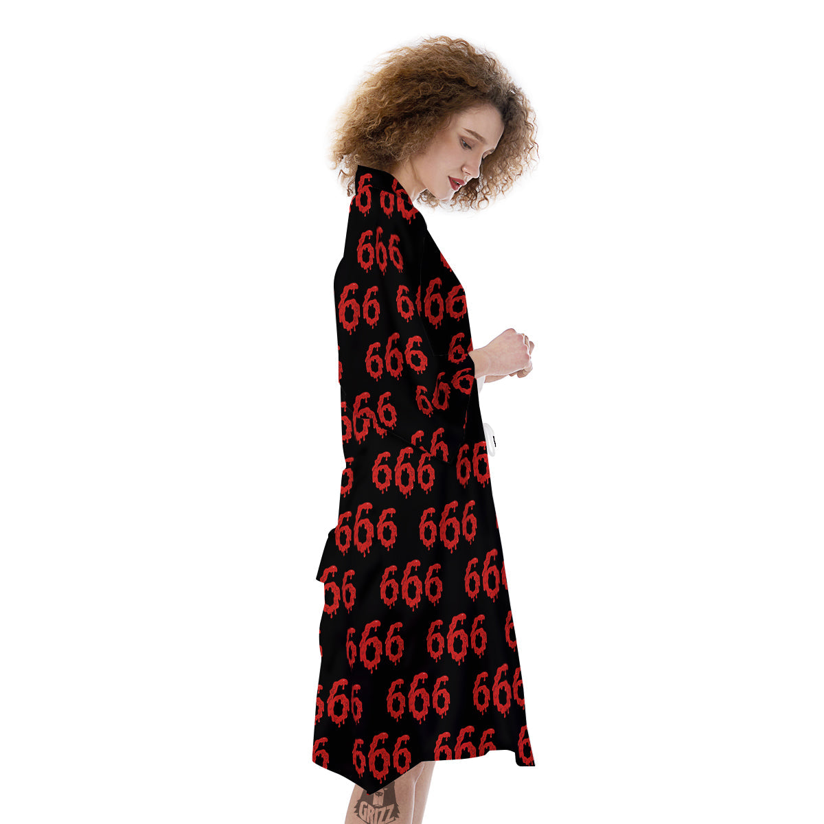 Satan 666 Print Pattern Kimono-grizzshop