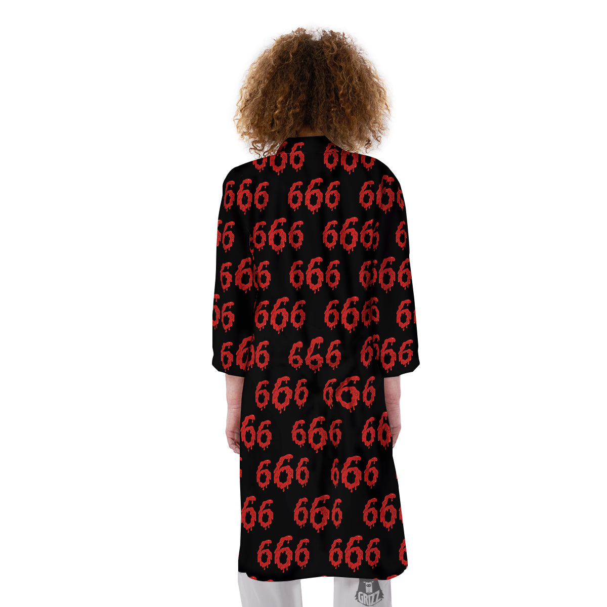 Satan 666 Print Pattern Kimono-grizzshop