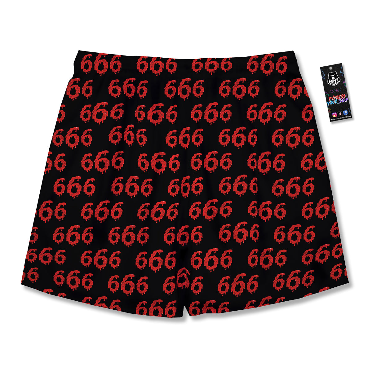 Satan 666 Print Pattern Men's Running Shorts-grizzshop
