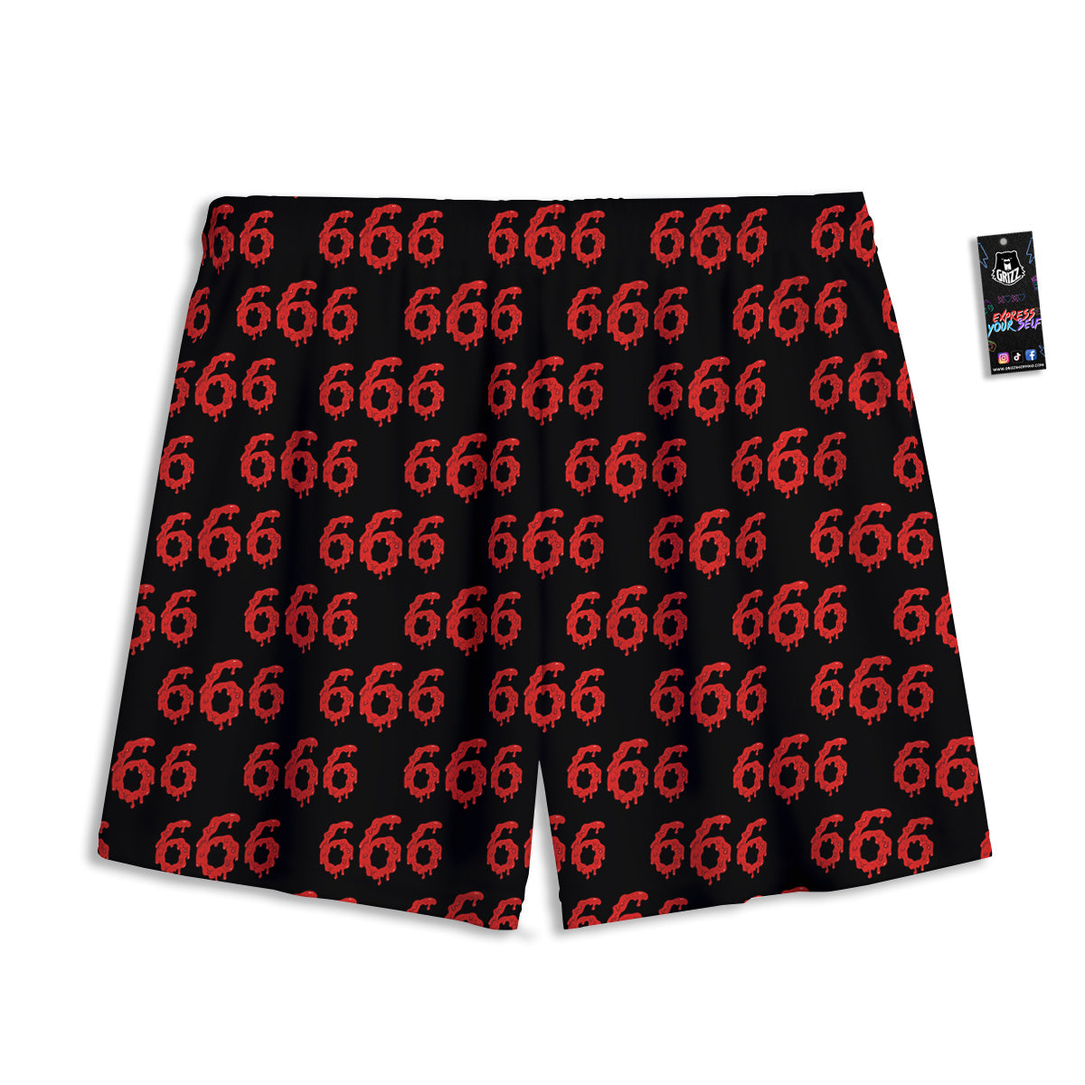 Satan 666 Print Pattern Mesh Shorts-grizzshop