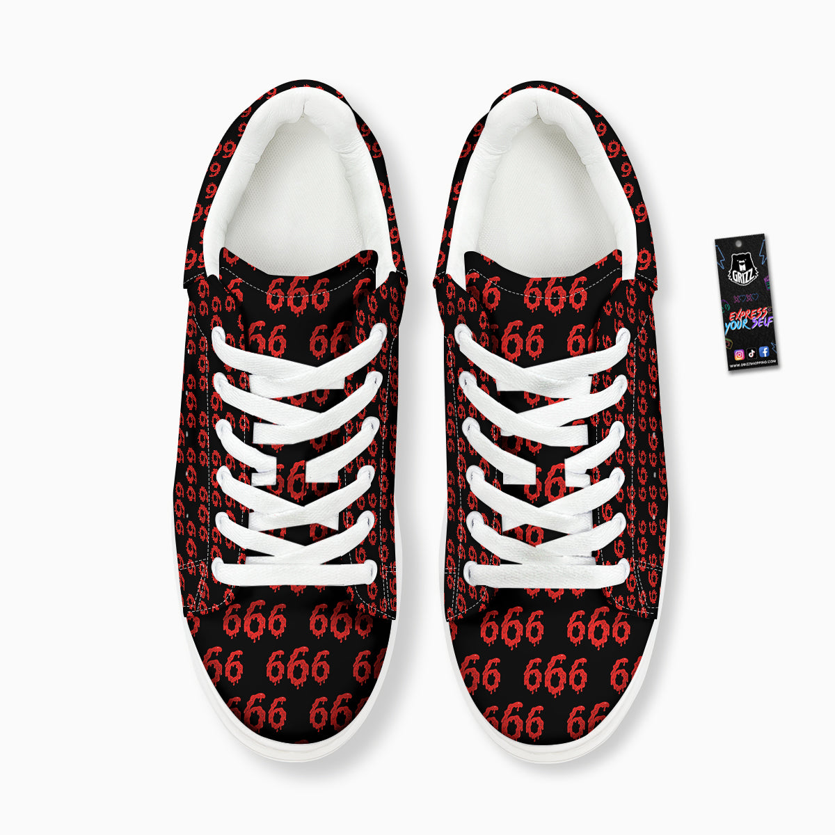 Satan 666 Print Pattern Platform Shoes-grizzshop