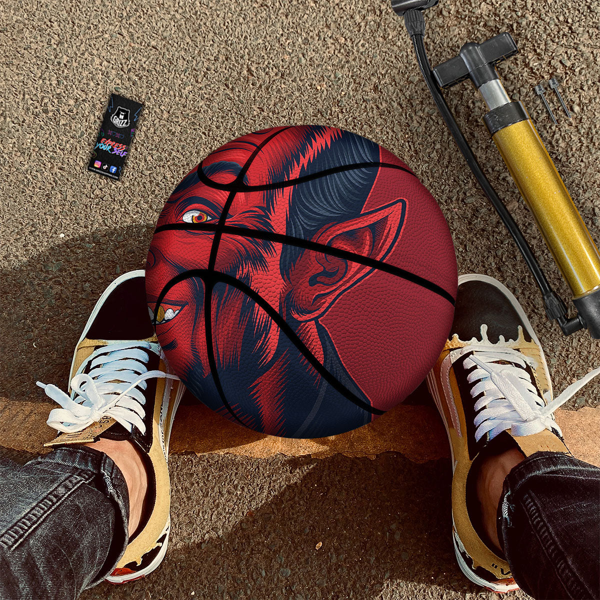 Satan Red Devil Print Basketball-grizzshop