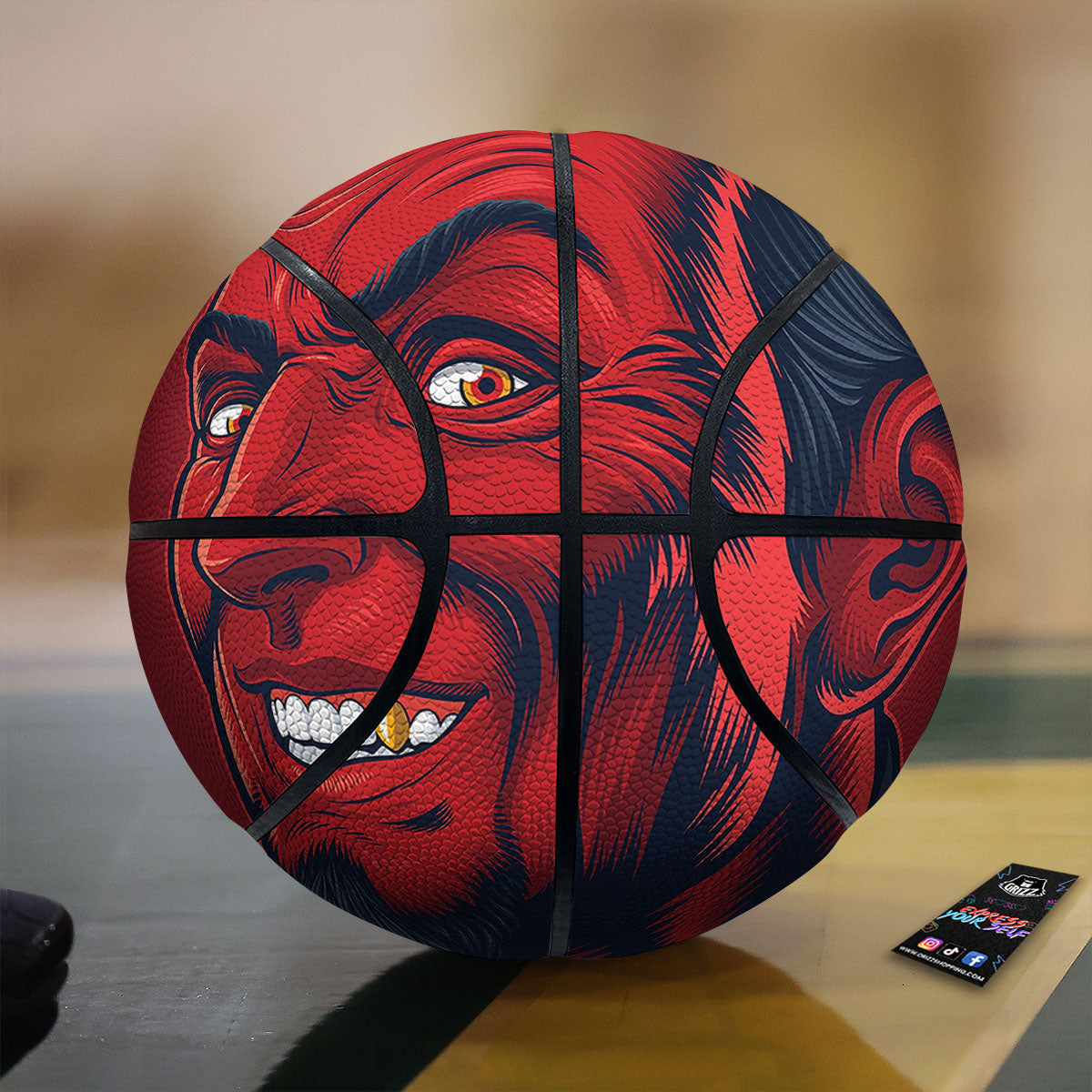Satan Red Devil Print Basketball-grizzshop