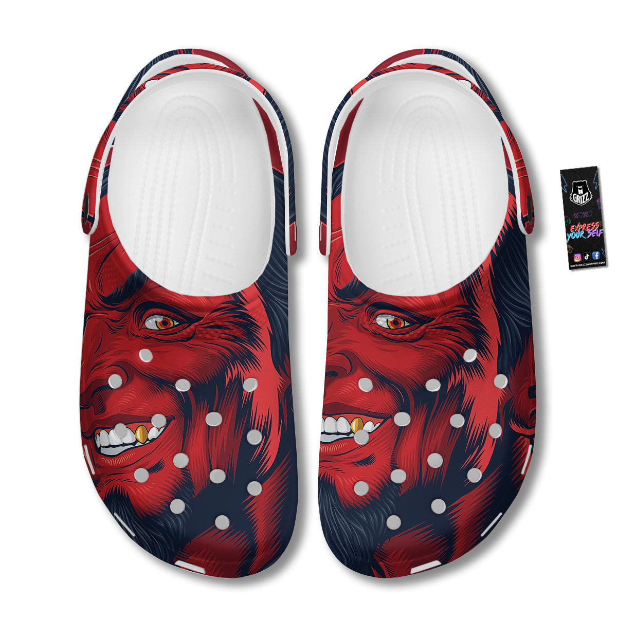 Satan Red Devil Print Clog-grizzshop