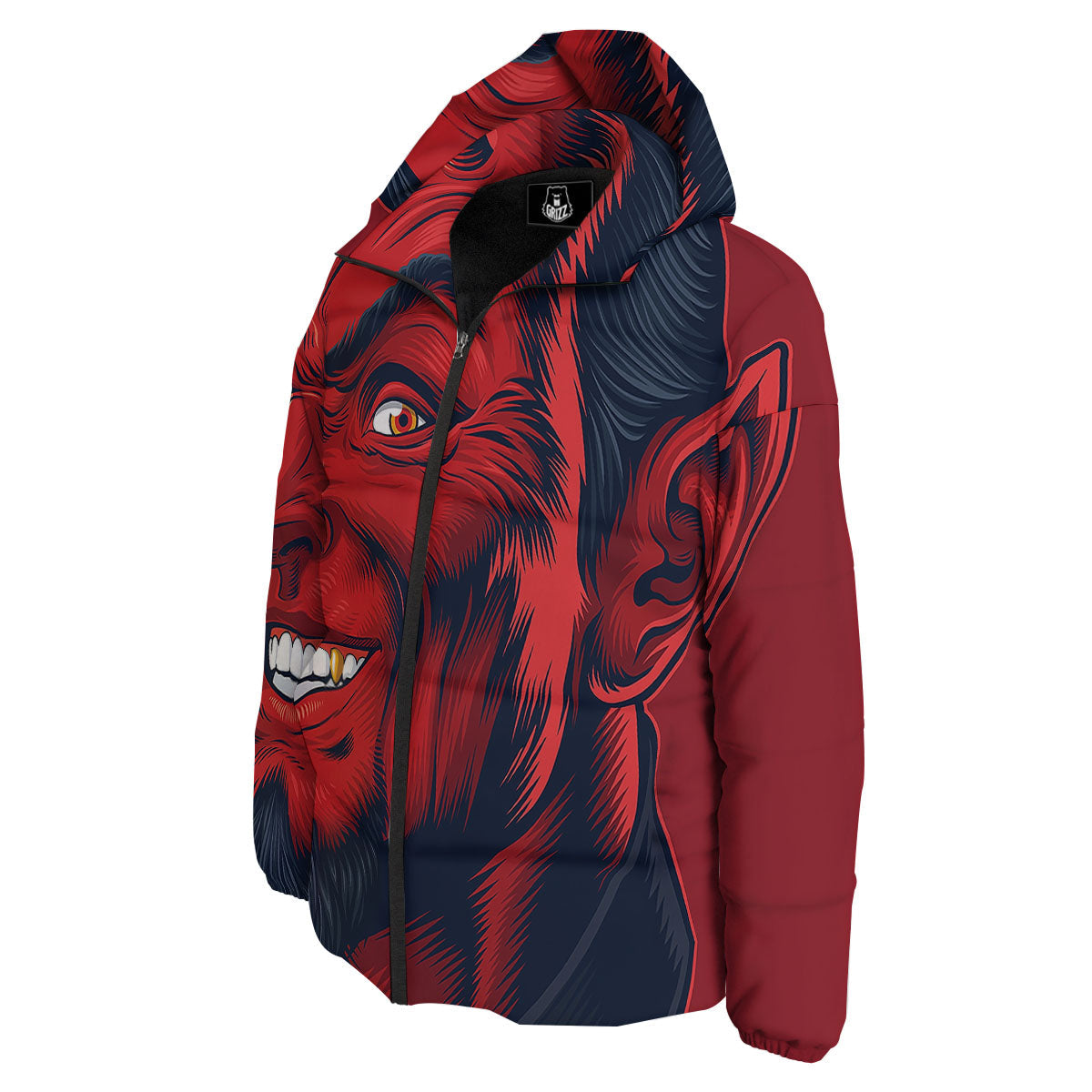 Satan Red Devil Print Down Jacket-grizzshop