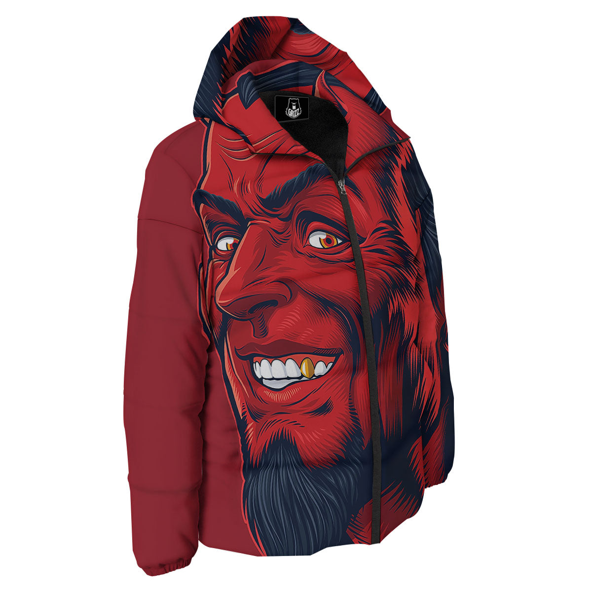 Satan Red Devil Print Down Jacket-grizzshop
