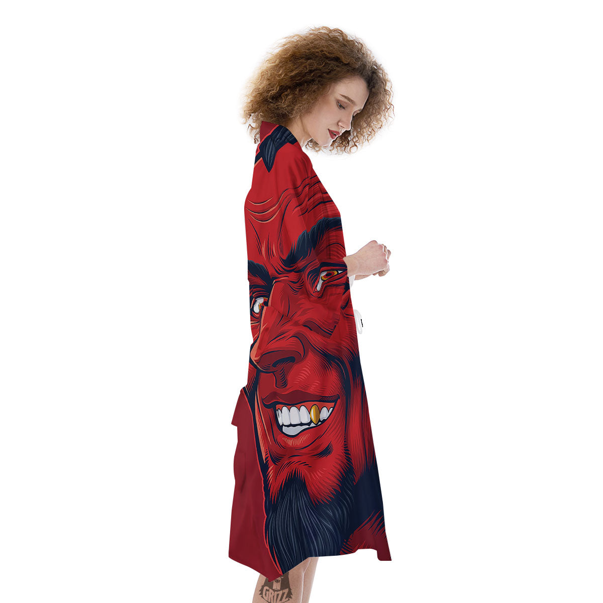 Satan Red Devil Print Kimono-grizzshop