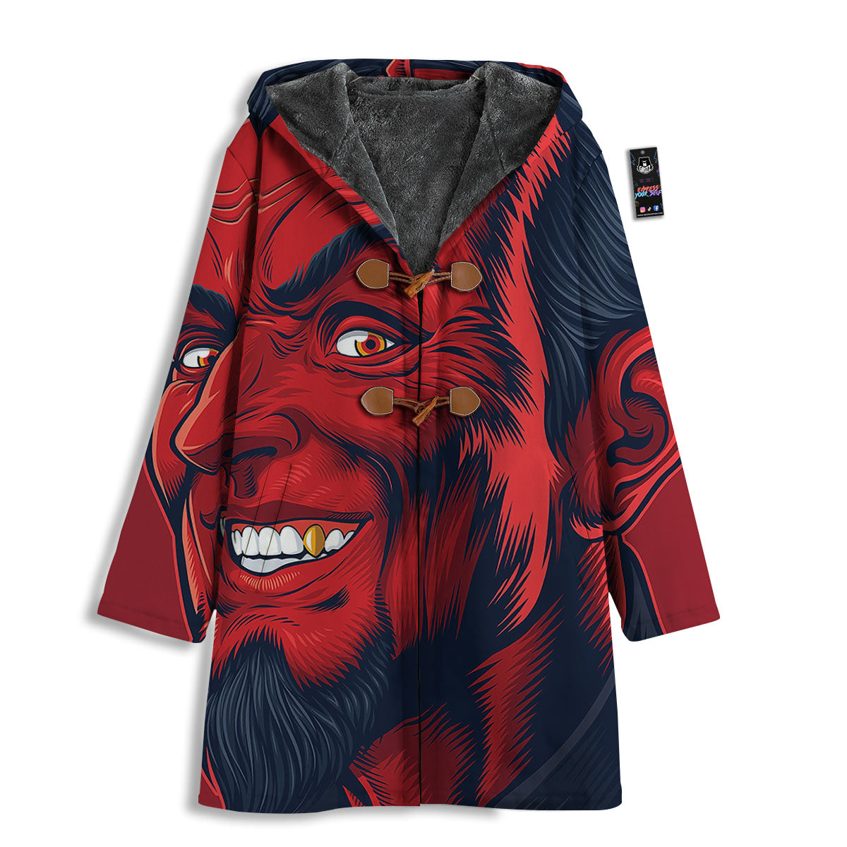 Satan Red Devil Print Men's Windbreaker Jacket-grizzshop